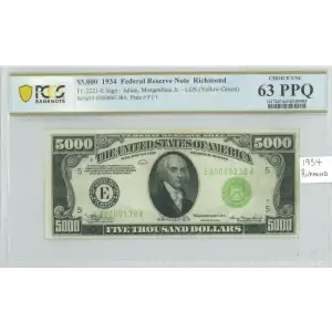 $5,000 1934  High Denomination Notes 2221-E