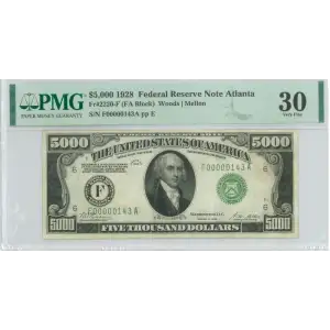 $5,000 1928  High Denomination Notes 2220-F