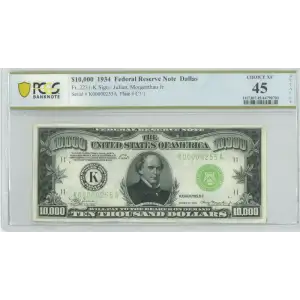 $10,000 1934  High Denomination Notes 2231-K